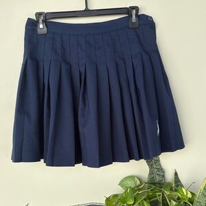 Navy Blue Pleated Skirt